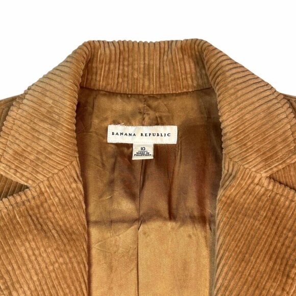 VTG 90s Banana Republic Corduroy Blazer Jacket Sz 10 Tan Retro Academia Twee - Picture 5 of 11